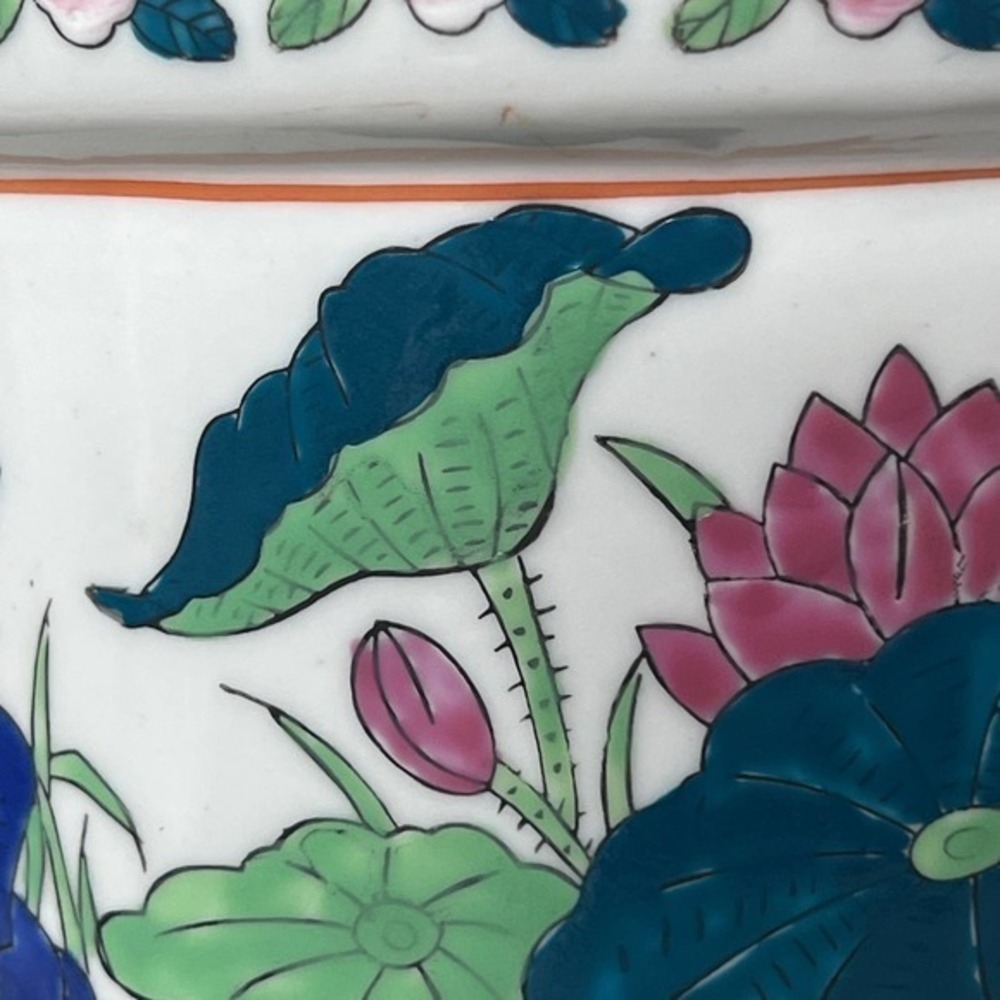 Vintage Duck Bird Oval Covered Casserole Dish Tureen Chinese Export Asian Lotus - Picture 11 of 11